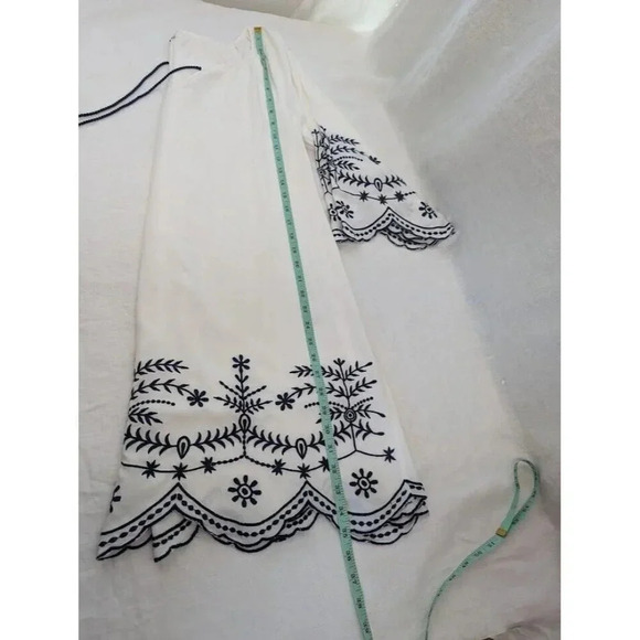 Chic Connection tunic mini dress, white & blue embroidered, women's small D18 - Picture 8 of 8